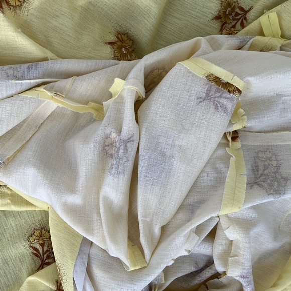 Vintage 60s 70s Pastel Yellow Prairie Maxi Dress with Brown Floral Puff Sleeves - Picture 16 of 16